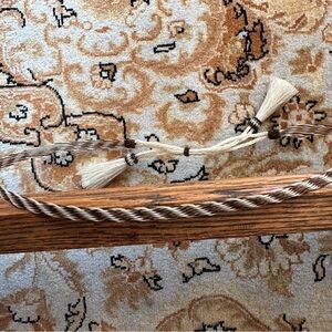 Braided Beige and Brown Hat Band with Tassels